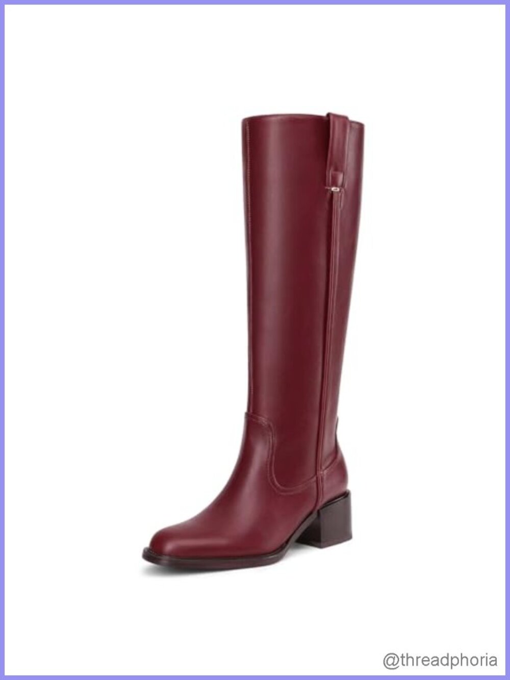 Women's Knee High Chunky Heel Riding Boots Faux Leather Side Zip